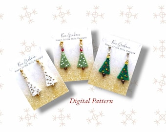 Small Christmas Tree Brick Stitch Earring Pattern