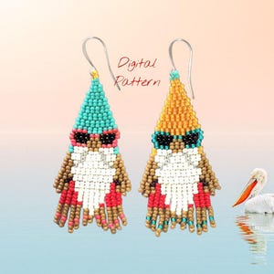 Patrón de pendientes con flecos de cuentas de gnomos de playa