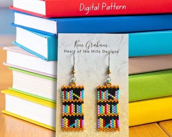 Library Bookshelf Even Count Peyote Earring Pattern Revised
