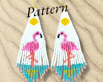 Flamingo Delica Seed Bead 2 Drop Brick Stitch Earring Pattern