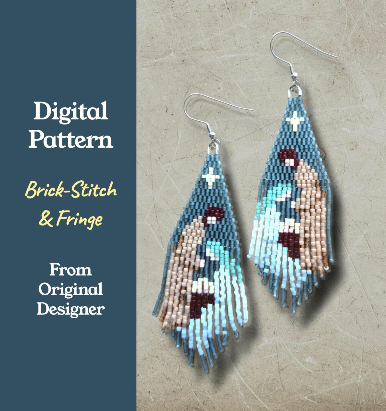 Holy Family Nativity Fringe Earring Pattern: Seed Bead Brick Stitch ...