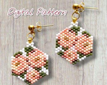 Rose Odd-Count Peyote or Brick Stitch Earring Pattern