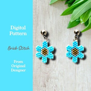 Small Flower Delica Seed Bead Brick Stitch Earring Pattern