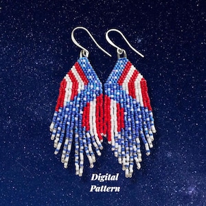 Stars and Stripes Brick Stitch Fringe Earring Pattern