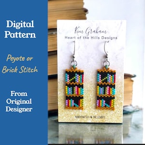 Library Bookshelf Odd Count Peyote or Brick Stitch Earring Pattern