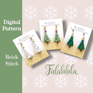 Petit motif de boucles d'oreilles en point de brique de sapin de Noël