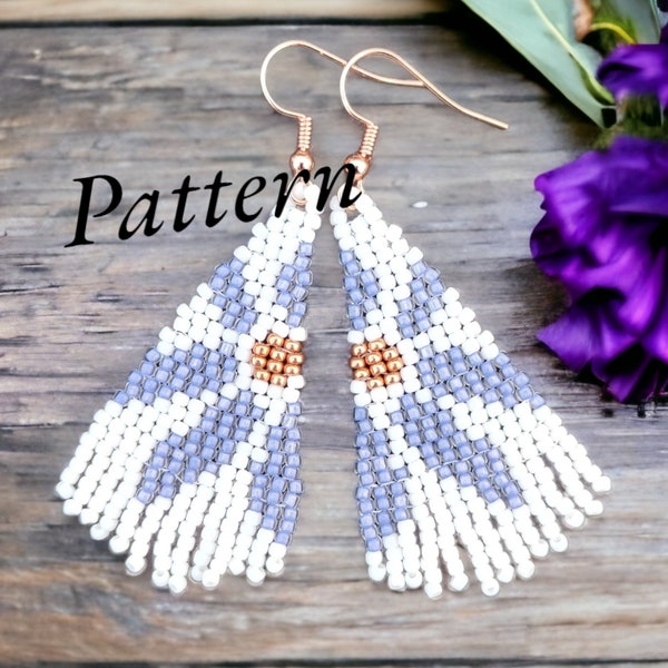 Spring Flower Seed Bead Brick-Stitch Tassel Fringe Earring Pattern