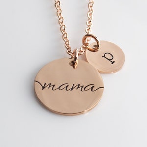 New Mom Necklace • Personalized Mama Necklace • Mothers Gift with Child Initial • Engagement Gift For Her With Custom Initials