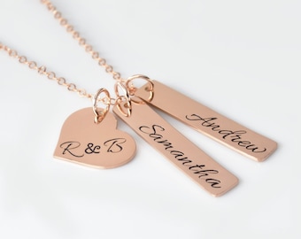Personalized Name Necklace: Hand Stamped Family Jewelry, Mom Necklace