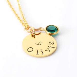 Little Girls Gold Personalized Name Necklace | Gold Birthstone Jewelry For Child Gifts