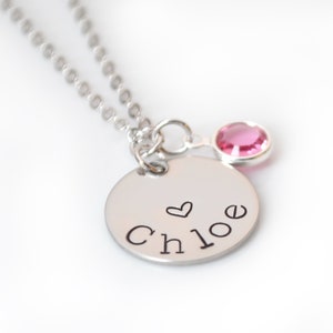 Child Name Necklace Personalized Little Girl Heart Custom Kids Birthstone Jewelry