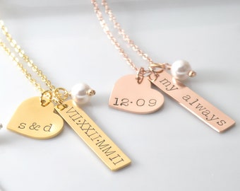 Bridesmaid Necklace • Custom Bridal Party Gifts • Roman Numeral Personalized Wedding Jewelry • Bridesmaids Jewelry • Flower Girl Proposal