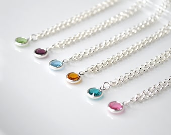 Sterling Silver Child Birthstone Necklace: Flower Girl Jewelry