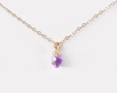 Tiny Amethyst Necklace February Birthstone Charm Rough Amethyst Point