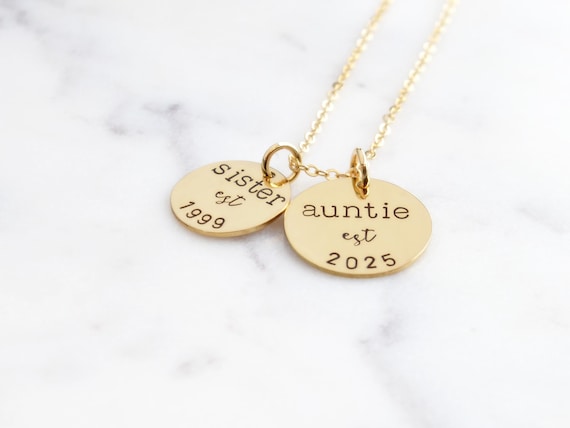 Personalized Sister Gift - New Auntie Necklace • Baby Shower Gift From Sister to Sister • Jewelry For New Aunts