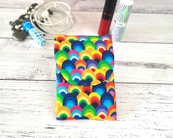 Lipstick Case for Purse in Rainbow Pattern Fabric