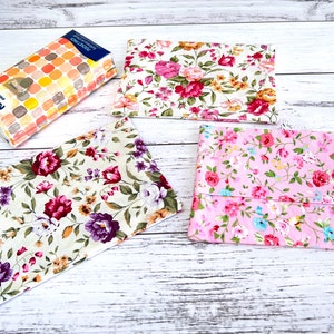 Colourful Rose Pattern Fabric Travel Tissue Holders, Pink Rose Tissue Pillow, Burgundy Rose Tissue Pouch, Purple Floral Tissue Case