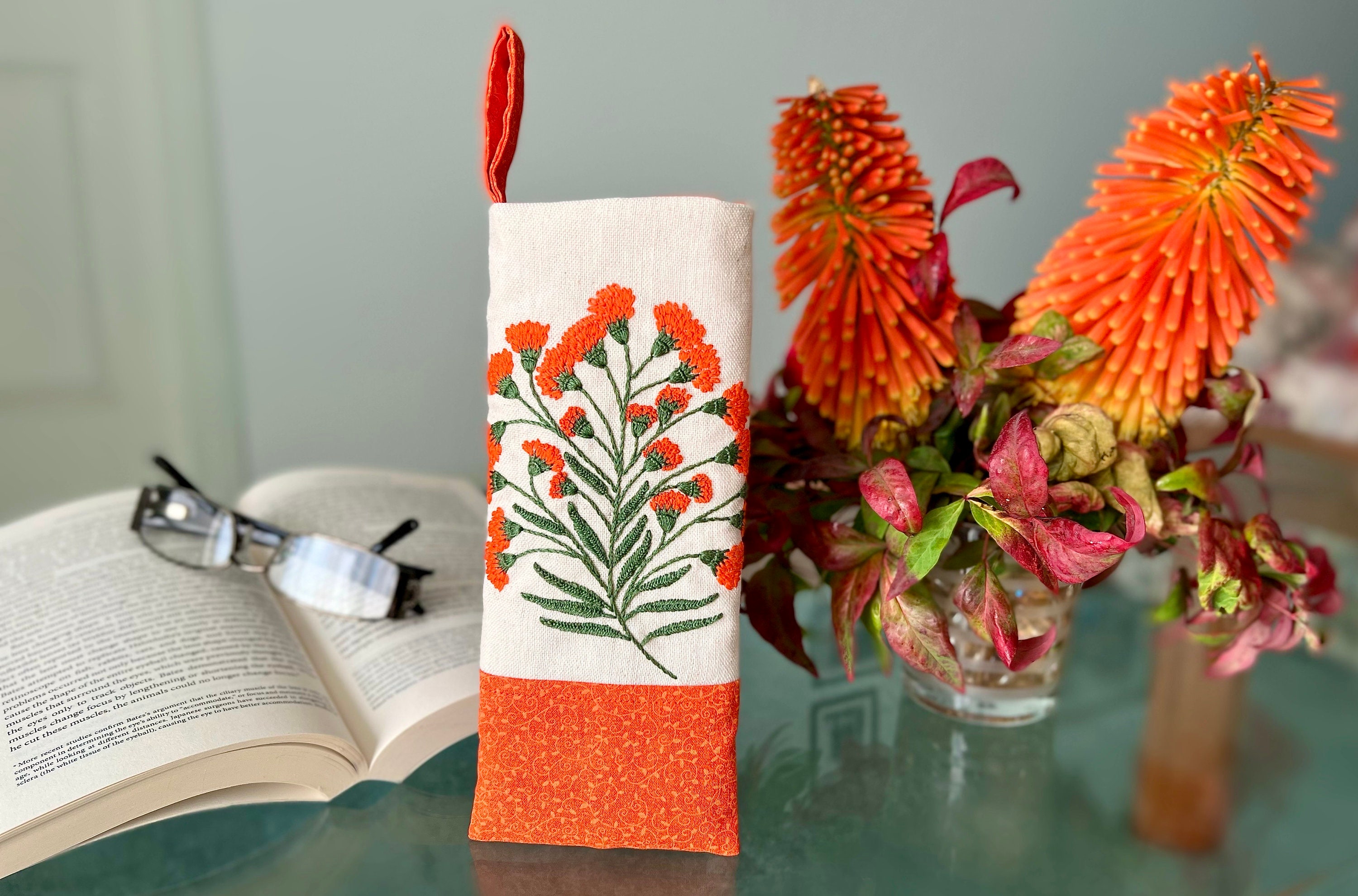 Fabric Padded Sunglasses Case With Orange Floral Hand Etsy Australia