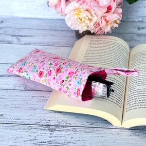 Soft Pink Rose Pattern Fabric Glasses Case, Soft Sunglasses Case, Floral Eyeglasses Case, Magenta Pink Rose Reading Glasses Case image 8