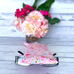 Soft Pink Rose Pattern Fabric Glasses Case, Soft Sunglasses Case, Floral Eyeglasses Case, Magenta Pink Rose Reading Glasses Case image 4