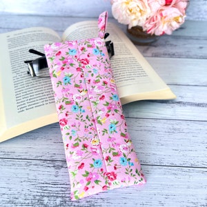 Soft Pink Rose Pattern Fabric Glasses Case, Soft Sunglasses Case, Floral Eyeglasses Case, Magenta Pink Rose Reading Glasses Case image 2