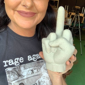7&quot; Tall LIFE SIZE Cement Middle Finger Statue - Funny Gag Gift