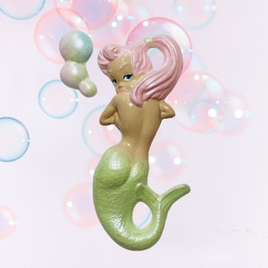 Retro Chalkware Mermaid + Bubbles