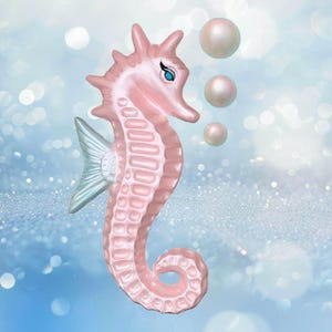 LARGE Chalkware 12" SEAHORSE + Bubbles - Retro Bathroom Beach House Ocean Lake Decor