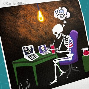 Dark Art PRINT - Skelton Goth Grim Dark Digital Art - Macabe Horror Print