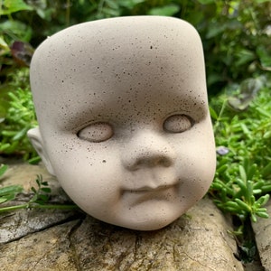 Creepy Baby Doll Head Cement Planter