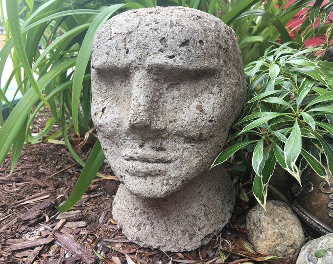 Hypertufa Cement Head Garden Decor Planter Weird WTF Sculpture Etsy