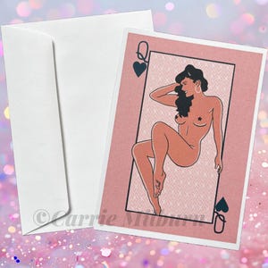 Retro Pinup Girl 5x7 Postcard - Queen of Hearts