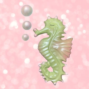 Spiny Seahorse + Bubbles RETRO Ocean Beach Chalkware Set