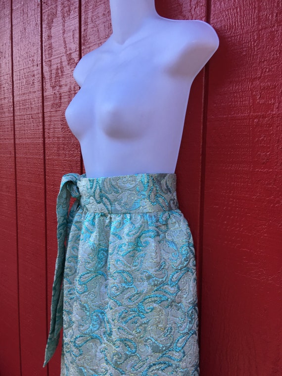 Brocade Wrap Skirt GORGEOUS VINTAGE  Turquoise Spa