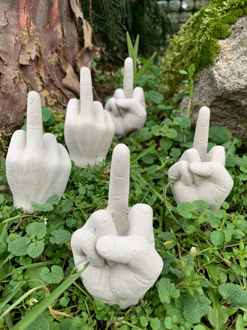 Cement Middle Finger Statue - MINI 4' Figurine - GFY Ring Holder - Co-Worker Gift - F*cks to Give 