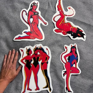JUMBO SIZED She-Devil Pinup Girl Stickers Set LAMINATED