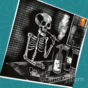 Death Art PRINT - Skelton Skull Goth Grim Dark Art - Macabe Horror Print