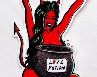 Love Potion She-Devil STICKER Decal Slaps - Rockabilly Skater Punk Sticker