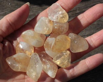 Cytryn bębnowany, nasączony Reiki, czakra splotu słonecznego, kryształy lecznicze, Reiki