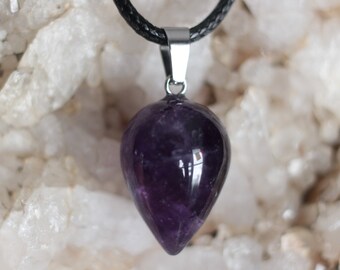 Naszyjnik z kryształu wahadła ametystu, nasączony Reiki, ochrona trzeciego oka, uzdrawianie czakry korony, Reiki, wróżenie, uzdrawianie kryształami