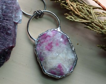 Naszyjnik z kryształu Matrix z różowego turmalinu w kwarcu, wzbogacony Reiki, czakra serca, uziemienie ziemi, uzdrawianie kryształami, Reiki, Wicca, ochrona