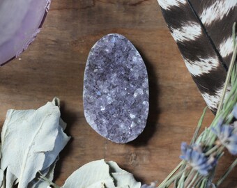 Kamień Ametystowy Druzy Palm, Nasycony Reiki, Ochrona Trzeciego Oka, Uzdrawianie Czakry Korony, Reiki, Wróżenie, Uzdrawianie Kryształami