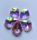 AB Iridescent Asfour Crystal Set of 5 French Pendalogue 38mm for Chandeliers, Windchime, Crafts, Wreaths, Costumes, Home Decor