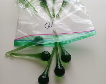 Vert 10 gouttes de pluie en cristal 20 x 80 mm SECONDES (rayées, entailles) pour lustres, carillon, artisanat, couronnes, décoration intérieure
