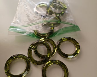 Vert olive 10 anneaux ronds en cristal 50 mm SECONDES (rayés, entailles)