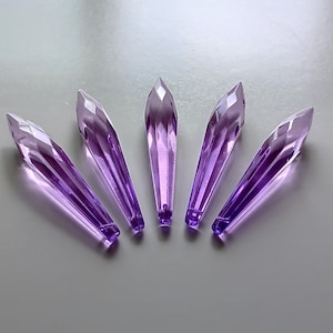 Lavender Icicle Crystals 76mm Set of 5 for Crafts, Wreaths, Costumes, Wall Art, Windchimes