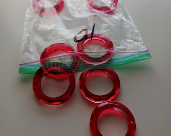 Red 10 Crystal O Rings 50mm SECONDS (Scratched, Nicks) Wreaths, Art, Windchimes, Christmas