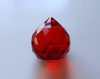 Red Crystal Ball 30mm for Chandeliers, Windchime, Crafts, Wreaths, Home Decor, Sun Catcher