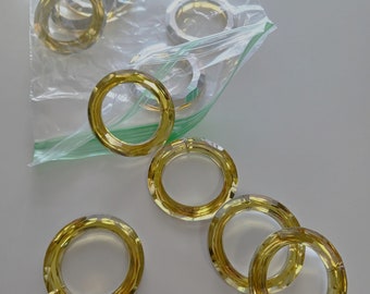 Yellow with Silver Backs 10 Crystal O Rings 50mm SECONDS (Scratched, Nicks) Wreaths, Art, Windchimes, Christmas