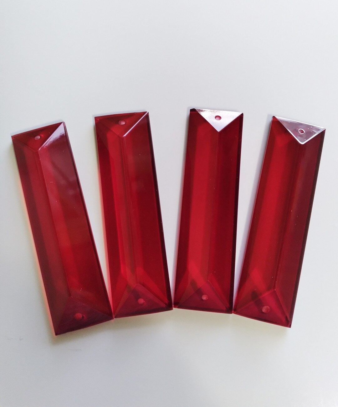 Red Rectangle Prism Crystals 22mm X 76mmm Set of 4 With 2 Etsy